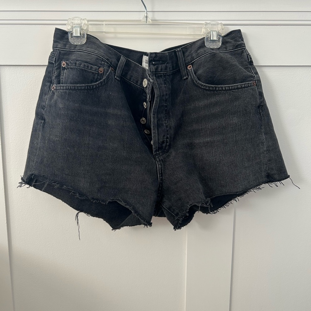 AGOLDE Black Cutoff High-Rise Jean Shorts